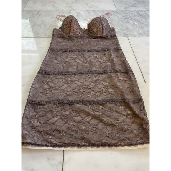 Skinny Girl Smoothers & Shapers Beige & Gray Lace Underwire Mini Dress Shapewear - Picture 3 of 14